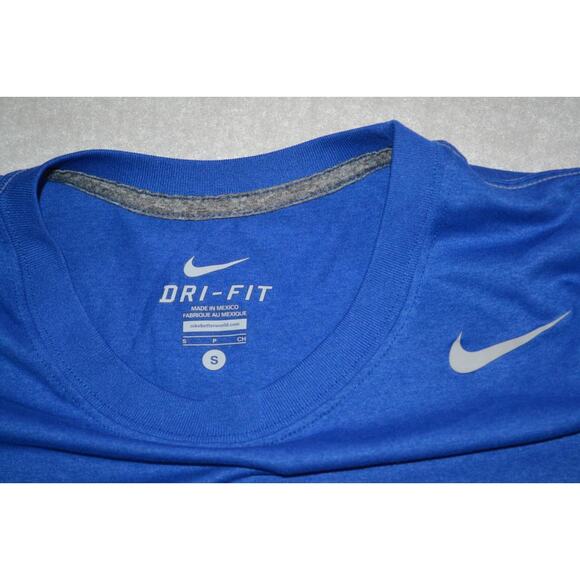 29166 Nike Gym Shirt Workout Blue Polyester Size Small Dri-Fit Mens - Picture 6 of 6